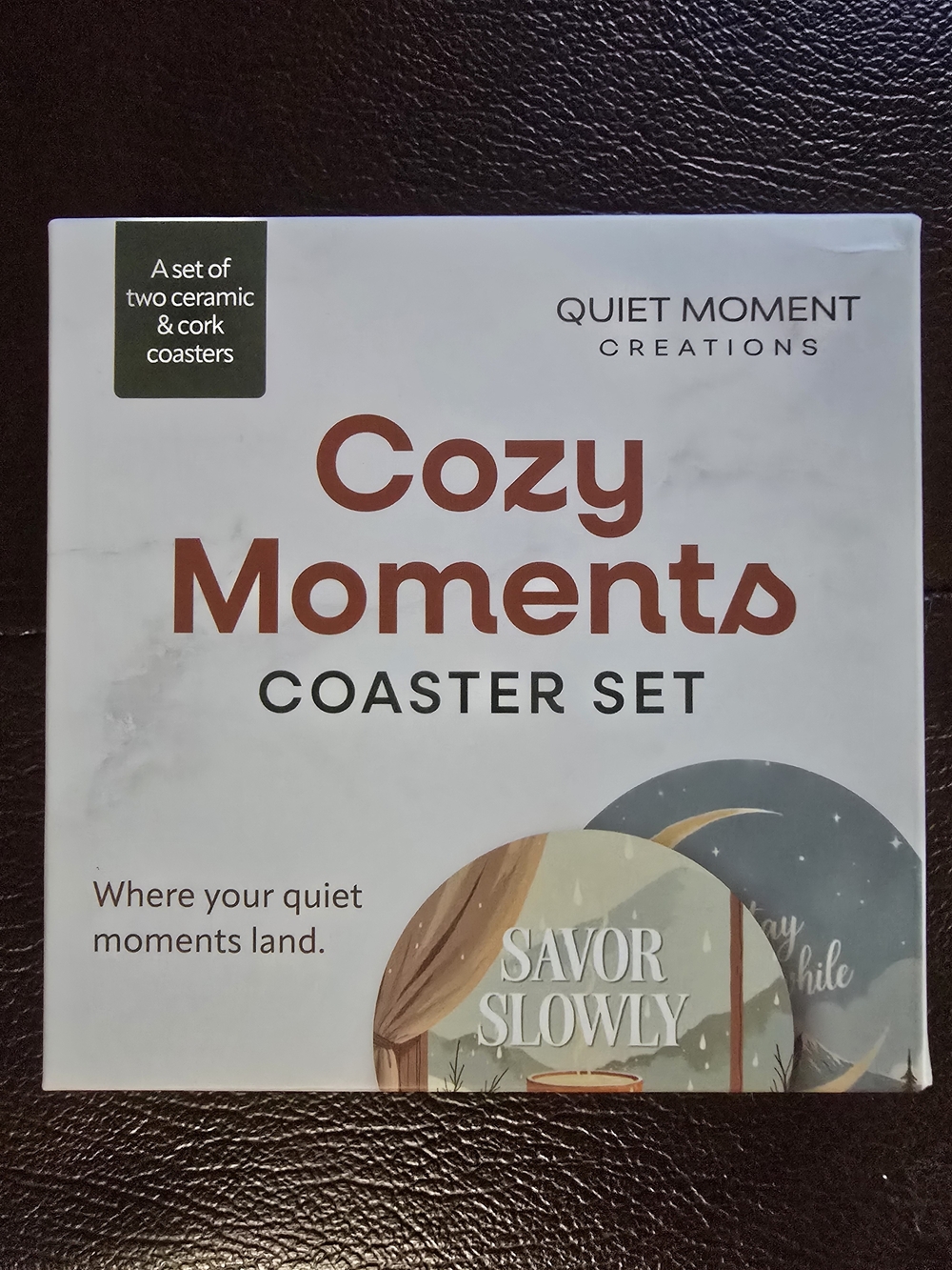 Cozy Moment Coaster Set - White & Brown